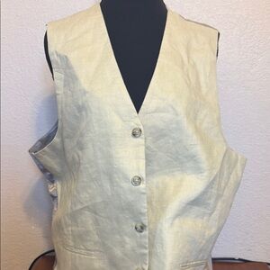 Pronto Uomo Cream Linen Blend Vest with V-Neck
